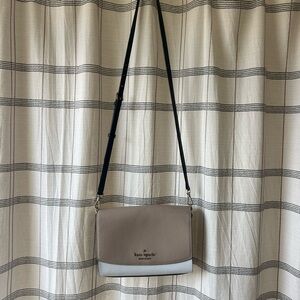 Kate Spade Taupe and White Crossbody Bag